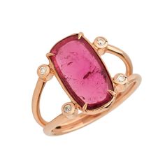 PINK TOURMALINE AND ROSE GOLD RING WITH 4 DIAMONDS White Diamonds - 0.4ct Center (Pink Tourmaline) 2.34ct 14K Rose Gold Ring Rosegold, Yellow Rings, Pink Tourmaline Ring, Purse Styles, Tourmaline Ring, Downtown Los Angeles, Pink Ring, Purse Jewelry, Silver Pieces