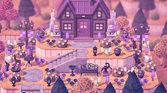 Acnh Purple Room, Animal Crossing Purple Design, Purple Animal Crossing Aesthetic, Acnh Pink And Black Island, Purple Acnh Island, Pastel Goth Animal Crossing Island, Acnh Kuromi, Acnh Whimsigoth, Acnh Pastel Goth