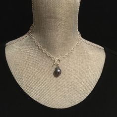 "❤️❤️❤️ On Sale 20% off and Free Shipping ❤️❤️❤️ Fun, chunky sterling silver chain with front toggle clasp and white or black baroque pearl pendant. Made to order in length from 14-20. Please verify length before ordering, especially for tight lengths like 14\". You choose white or black pearl. Chain and all toggle clasp are 925 sterling silver. Pearls are approx. 12mm organic shaped natural baroque freshwater pearls finished with a cz rhinestone bead. Promote good omens and karma - Pearls symbo Chunky Silver Chain Necklace, Black Baroque Pearl Chain Jewelry, Baroque Pearl White Choker Necklace, Luxury Baroque Pearl Necklace With Sterling Silver Clasp, Black Baroque Pearl Drop Necklace, Elegant Baroque Pearl Choker, Baroque Pearl Pendant, Sterling Silver Choker, Silk Jewelry