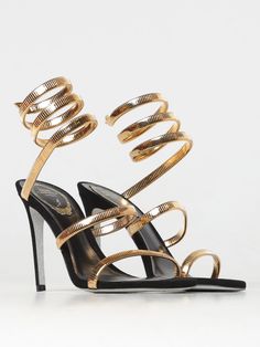 Heeled Sandals RENE CAOVILLA Woman color Black Black Heeled Sandals, Sandals Woman, Rene Caovilla, Black Shoes Women, Black Sandals Heels, Italian Fashion Designers, Heeled Sandals, Italian Fashion, Woman Colour