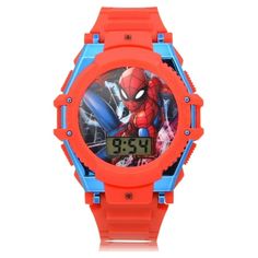 Marvel Spider-Man Flashing LCD Watch with Molded Straps - SPD4625WM. Watches dont just tell time anymore  they tell stories. Designed to adapt to your daily life, style and needs. Stand out from the crowd and express yourself with a timepiece that will not break the bank. LCD digital readout. Adjustable band for ease of fit. This is the LCD Watch with Buckle Clasp in Red for the true Spiderman fan. Size: one size.  Gender: male.  Age Group: adult. Red Analog Display Watches, Red Outdoor Watch With Subdials, Red Casual Chronograph Watch, Casual Red Chronograph Watch, Red Digital Watch With Stopwatch For Outdoor, Red Analog Display Watches For Outdoor, Red Analog Display Watch For Outdoor, Red Outdoor Watch With Analog Display, Red Analog Outdoor Watch