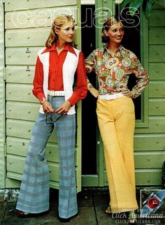 70s Bell Bottoms Outfits, Look Disco, 60s Outfits, 70s Women Fashion, 70s Pants, 1970s Women, 70 Fashion