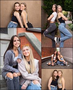 Photoshoot Poses For Best Friends, Best Friend Poses For Pictures, Sisters Photo Poses, Senior Picture With Friends Ideas, Senior Pictures With Siblings, Silly Best Friend Pictures, Posing For Pictures With Friends, Best Friend Poses Ideas