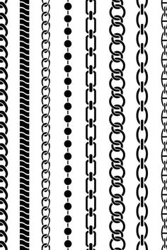 a set of different chains on a white background