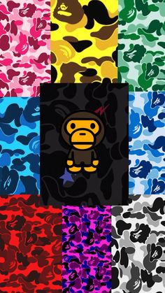 an assortment of different colored camouflage wallpapers