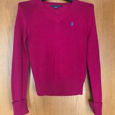 Nwot. Polo Knit Sweater. 100% Cotton. Cuffed Sleeves. Medium Weight. Fits True To Size. Casual Pink Sweater With Ribbed Cuffs, Pink Long Sleeve V-neck Sweater, Winter Cotton Polo Sweater, Pink Cotton Knitted Sweater, Pink Knitted Cotton Sweater, Pink Long Sleeve Sweater With Ribbed Cuffs, Casual Pink Knitted Sweater, Casual Pink Knit V-neck Sweater, Pink Fall Tops With Ribbed Cuffs