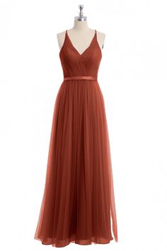 V Neck Rust Tulle A-line Long Bridesmaid Dress Rust Tulle Dress, Copper Bridesmaid Dresses, Burnt Orange Bridesmaid Dresses, Rust Color Dress, Backless Bridesmaid Dress, Rust Bridesmaid Dress, Prom Dress Pictures, Orange Bridesmaid Dresses, Custom Bridesmaid Dress