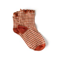 Short gingham socks in multiple color options with frilly cuff. Vintage Socks Aesthetic, Grandma Socks, Nice Socks, Aesthetic Socks, Fall Socks, Socks Aesthetic, Frilly Socks, Checkered Design, Fun Socks