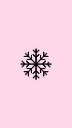 a black and white snowflake on a pink background