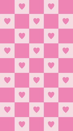 pink and white checkerboard with hearts on it