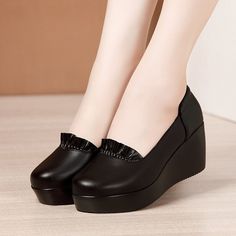 Office Shoes For Women, Office Shoes Women, Women's Casual Shoes, Leather Office, Office Shoes, Wedge Pumps, Ladies Shoes, Platform Pumps, Red Shoes