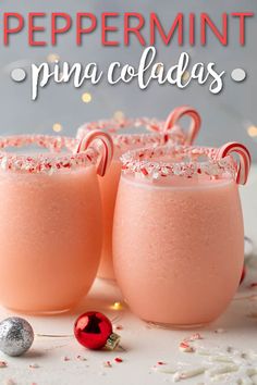 peppermint pina colas with candy canes and candies