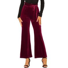 Burgundy Velvet Pants, Wide Legs Pants, Velvet Tie, Burgundy Pants, Autumn Wear, Velvet Texture, Burgundy Velvet, Pants With Pockets, Velvet Pants