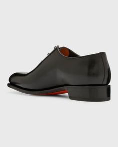 Santoni Men's People Leather Dress Oxfords | Neiman Marcus Oxford Dress, Leather Dress, Stacked Heel, Top Designers, Calf Leather, Neiman Marcus, Oxford, Tops Designs, Lace Up