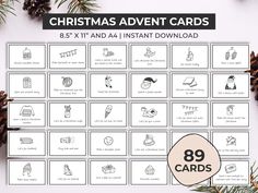 christmas printable cards with the numbers and symbols for each card in front of them