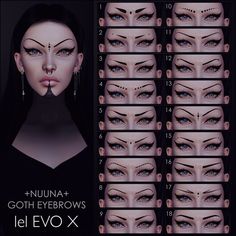 an animation character's eyes and eyebrows for the nunna - goth eyebrows by jel ev