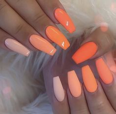 39 Gorgeous Summer Nails You Need to Try - Chaylor & Mads Neon Orange Nails, Stars Nails, Orange Nail Art, Colorful Nails, Coffin Shape Nails, Neon Nails, Acrylic Nails Coffin, Orange Nails