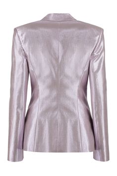 Peak lapel collarstructured shoulders6% elastane, 75% cotton, 19% polyester Composition: 6% % Elastane, 75% % Cotton, 19% % Polyester | Genny Women's Lurex Cotton Blazer in Lilac | SS23 Handmade Skirts, Italian Luxury Brands, Peak Lapel, Cotton Blazer, Womens Blazers, Long Sleeve Blazers, Gianni Versace, Casual Backpack, Lapel Collar