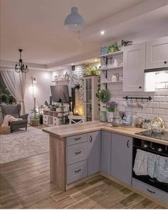 the kitchen is clean and ready for us to use in its new owner's home