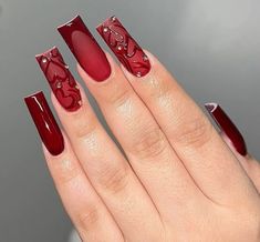 Red Acrylic Nails, Drip Nails, Cute Acrylic Nail Designs, Simple Acrylic Nails, Unique Acrylic Nails, Red Nail, Bling Acrylic Nails, Acrylic Nails Coffin Short, Pink Acrylic Nails