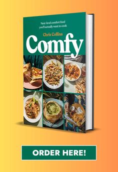 the book cover for comfy by chef collina