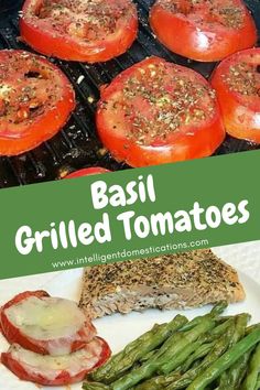 tomatoes with basil sprinkled on top cooking on a griddle Tomatoes With Basil, Dried Basil, Basil Recipes, Football Party Food, Grilled Tomatoes, Provolone Cheese, Frugal Meals, Thanksgiving Side Dishes, Budget Friendly Recipes