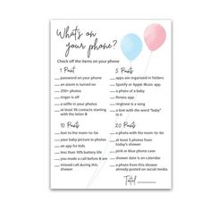 a wedding game with balloons and the words what's on your phone?