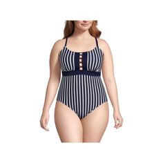 This gorgeous Plus Size Lands' End Lace-Up Front One-Piece Swimsuit is the perfect pick for your next visit to the beach or pool.Click on this WOMEN'S GUIDE to find the perfect fit and more! This gorgeous Plus Size Lands' End Lace-Up Front One-Piece Swimsuit is the perfect pick for your next visit to the beach or pool.Click on this WOMEN'S GUIDE to find the perfect fit and more! FEATURES Lace-up scoop neckline Sleeveless Wireless Soft bra cups UPF 50 sun protection Chlorine resistant spandex res Swimsuit Season, Cupshe Swimsuits, Family Women, Plunging One Piece Swimsuit, Soft Bra, Long Torso, Swimsuit Shops, One Piece For Women, Plus Size Swimwear