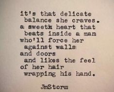 an old typewriter with the words it's that delicate balance she craves