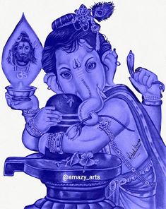 Ganesh ji sketch with shivling Ganesh Chaturthi Special