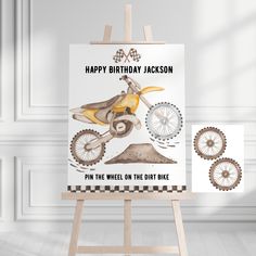 a birthday card with a dirt bike on it