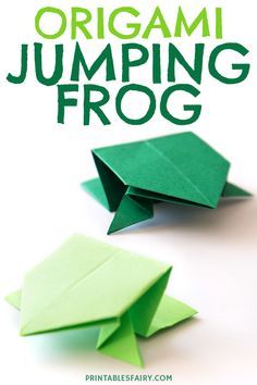 an origami frog is shown with the text jumping frog