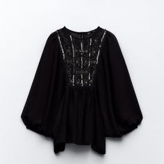 Fit Like S Or M Chic Black Embellished Blouse, Chic Beaded Blouse For Party, Chic Zara Sequined Blouse, Black Elegant Embellished Blouse, Elegant Beaded Black Tops, Elegant Black Beaded Top, Zara Embellished Evening Tops, Black Beaded Blouse For Party, Pink Halter Top