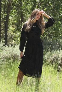 Long Sleeve Black Midi Dress, Velvet Long Sleeve Dress, Black Long Sleeve Midi Dress, Long Sleeve Velvet Dress, Baltic Born, Midi Dress Black, Embossed Design, Fall Dress, Fall Weather