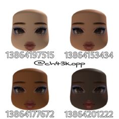 four different types of eyes and eyebrows with the numbers on each side, from 1 to 4