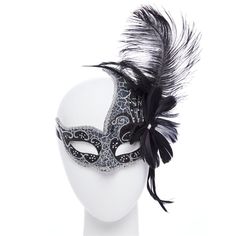 Angel Mask, Mask With Feathers, Silver Masquerade Mask, Black Masquerade, Black Masquerade Mask, Mens Masquerade Mask, Tatoo Inspiration, Silver Mask, Venetian Masquerade