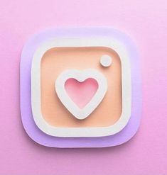 a pink and white square with a heart cut out of it's center on a purple background