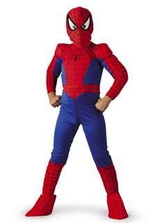 a man in a spiderman costume standing with his hands on his hips