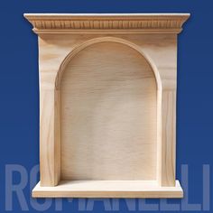 an unfinished wooden arch on a blue background