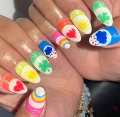 Rainbow Nail Art Designs, Disneyland Nails, Rainbow Nail Art, Nyc Nails, Crazy Nail Art, Bears Nails, Simple Acrylic Nails, Disney Nails