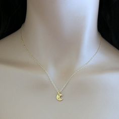 "✿FAST SHIPPING ALL orders will be shipped out within 2-3 days upon receiving your payment. Except on weekends/holidays, multiple orders and custom orders✿ φ♥φ♥φ An adorable tiny crescent moon charm in 24K gold VERMEIL (matte finish), stamped with lovely twinkling starsimple and dainty for everyday wear! ♥ 8mm tiny CRESCENT MOON charm, with a lovely matte finish in 24K Gold VERMEIL* (*24k gold over .925 Sterling Silver). ♥ Dainty (but sturdy) flat cable chain, secured with 5mm spring ring clasp Everyday Moon Charm Necklaces, Everyday Crescent Moon Charm Necklaces, Everyday Moon Charm Necklace, Dainty Moon-shaped Charm Necklaces For Gifts, Dainty Moon Shaped Charm Necklaces For Gifts, Dainty Moon Charm Necklaces As Gifts, Dainty Moon Charm Necklaces For Gifts, Handmade Crescent Charm Necklaces As Gift, Handmade Crescent Charm Necklace For Gift