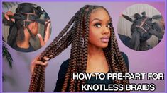 Large Knotless Braids, Large Knotless, Large Box Braids, Black Kids Braids Hairstyles, Parting Hair, Rat Tail Comb, Big Box Braids, Tail Comb, Big Braids