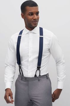 These grosgrain suspenders (the s is silent, yall) will give your guys a posh air. They are handmade from 100% woven silk with a Y-shaped elastic back. One size fits all, so you dont even have to worry about getting measurements for your bridesdudes or groomsmen. Orders for these suspenders are fulfilled by our friends at SuitShop. Classic Suspenders For Suit And Tie At Party, Classic Fitted Belts And Suspenders For Business, Classic Fitted Business Belts And Suspenders, Classic Fitted Suit And Tie Accessories With Suspenders, Classic Suspenders For Black Tie Events, Classic Fitted Belts And Suspenders With Adjustable Straps, Classic Formal Suspenders For Suit And Tie, Elegant Formal Belts And Suspenders With Adjustable Straps, Elegant Belts And Suspenders With Adjustable Straps For Business