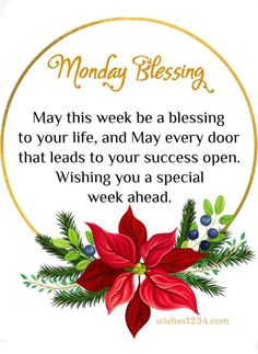 a christmas card with the words monday blessing