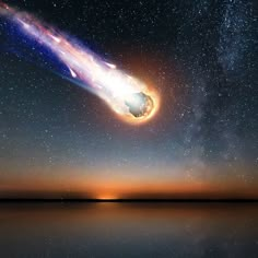 an artist's impression of a black hole in the sky, with stars above it