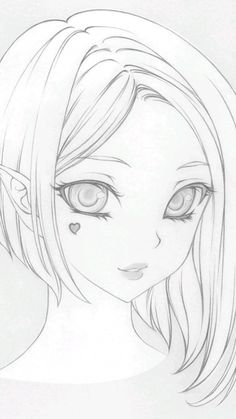 a drawing of a girl with big eyes