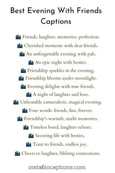 Celebrate the magic of friendship with our collection of heartwarming Evening Vibes Quotes for best friends. Share the love, laughter, and special moments that make your bond truly extraordinary. Let these quotes inspire your evening chats and create unforgettable memories together. 🌟 #FriendshipQuotes #EveningVibes #BestFriends Great Evening Quotes Friends, Caption For Enjoyment With Friends, Friend Vibes Quotes, Vibe With Friends Quotes, Crazy Captions For Friends, Short Quotes For Your Best Friend, Friends Vibes Quotes, Friendship Quotes For Best Friend, Caption For Memories With Love