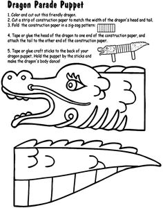 the dragon parade puppet with instructions for children to learn how to draw and paint it