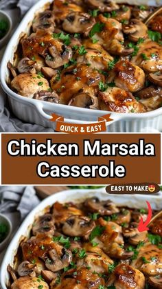 Marsala Chicken Casserole, Easy Chicken Marsala Casserole, Crazy Good Casserole Recipe, Chicken Thighs Casserole Recipes, Sunday Casserole Dinner, Weekend Dinner Ideas Families, German Chicken Recipes, Chicken Thigh Casserole Recipes, Baked Chicken Marsala