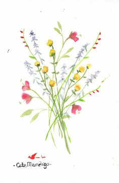 watercolor painting of flowers on white paper